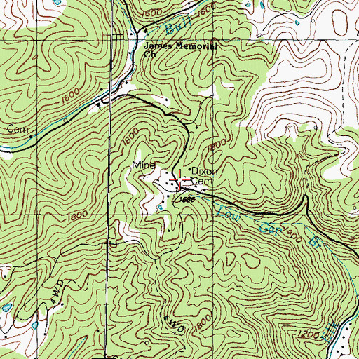 Topographic Map of Dixon Cemetery, KY