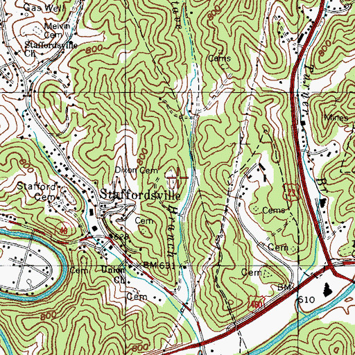 Topographic Map of Dixon Cemetery, KY
