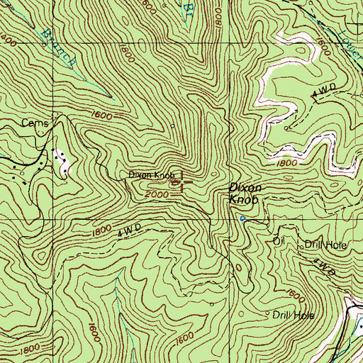 Topographic Map of Dixon Knob, KY