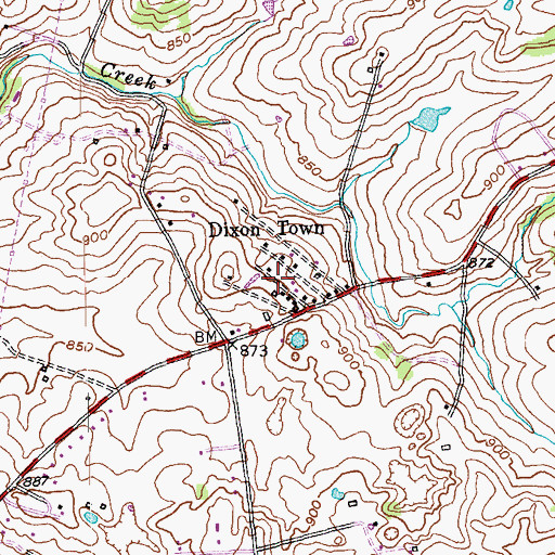 Topographic Map of Dixon Town, KY