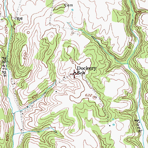 Topographic Map of Dockery School, KY