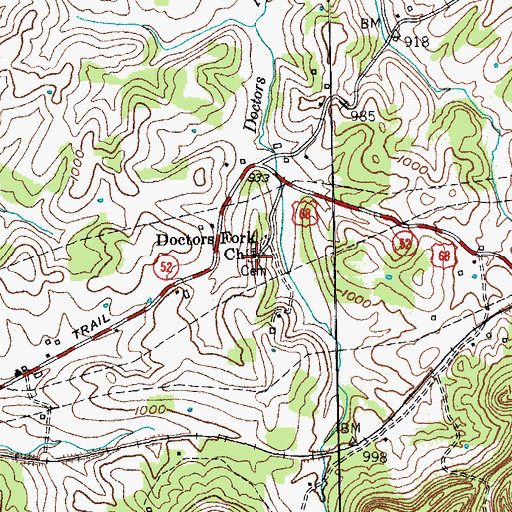 Topographic Map of Doctors Fork Church, KY