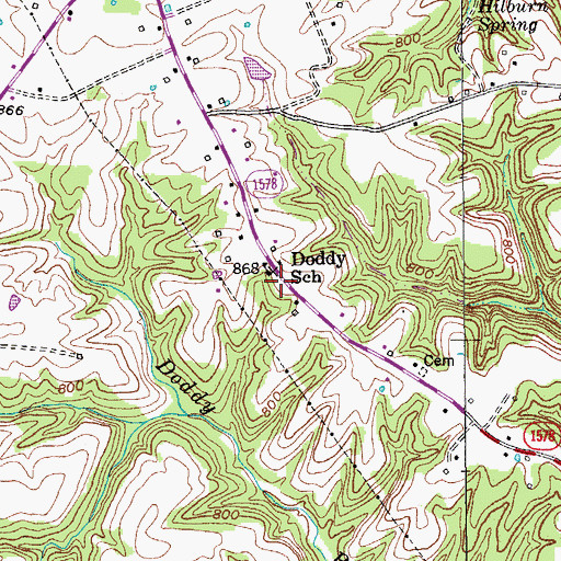 Topographic Map of Doddy School, KY