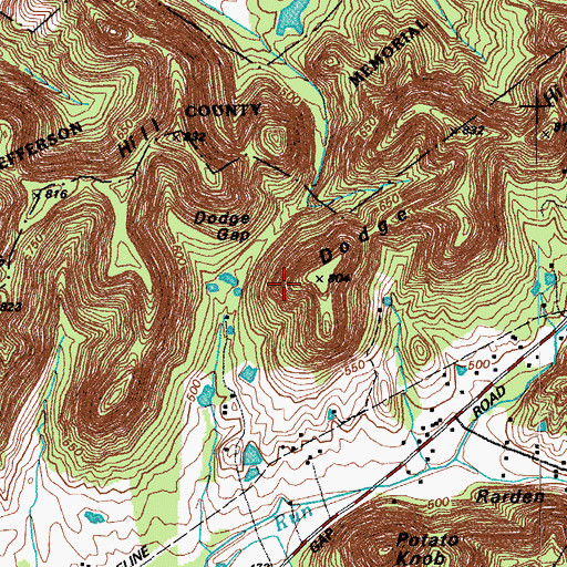 Topographic Map of Dodge Gap, KY
