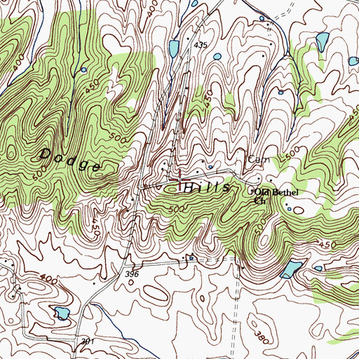 Topographic Map of Dodge Hills, KY