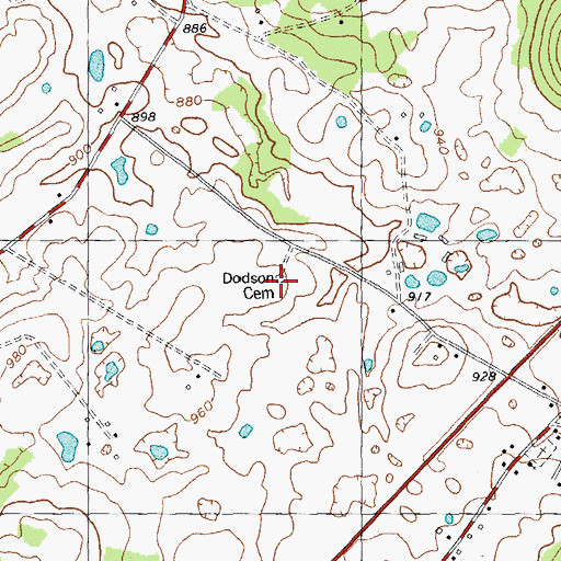 Topographic Map of Dodson Cemetery, KY