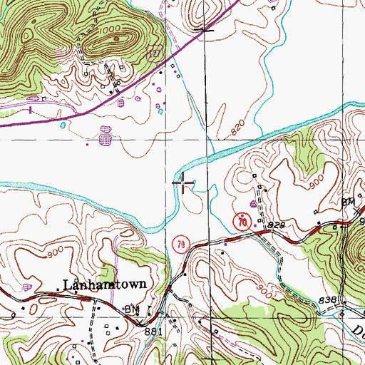 Topographic Map of Doe Creek, KY