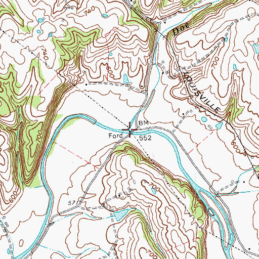 Topographic Map of Doe Run, KY