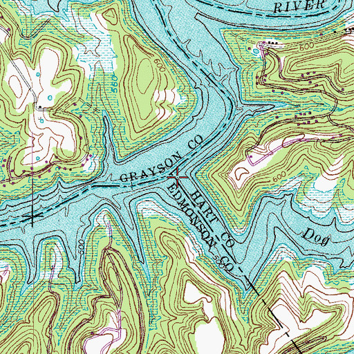 Topographic Map of Dog Creek, KY