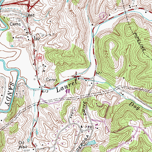 Topographic Map of Dog Fork, KY