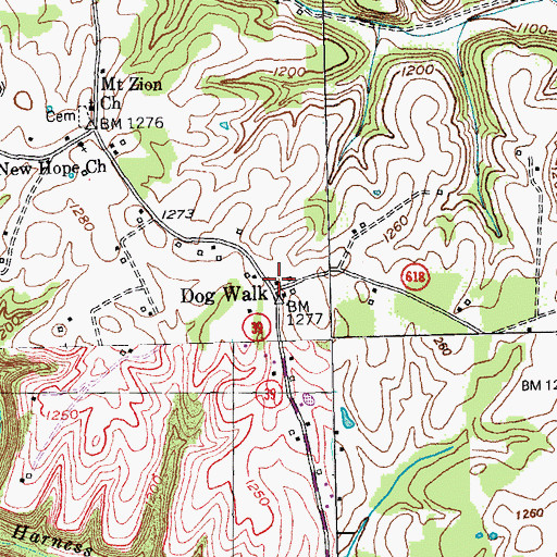 Topographic Map of Dog Walk, KY
