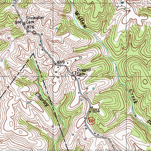 Topographic Map of Doggett Cemetery, KY