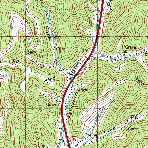 Topographic Map of Dogwood Fork, KY