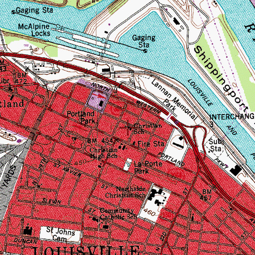 Topographic Map of Dolfinger School, KY