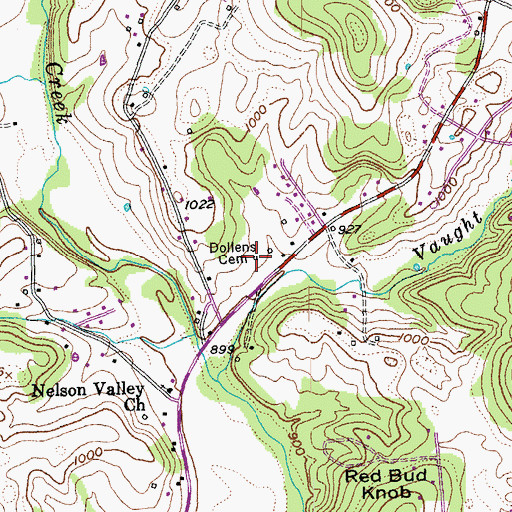 Topographic Map of Dollens Cemetery, KY