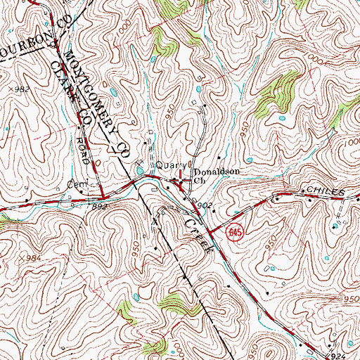 Topographic Map of Donaldson Church, KY