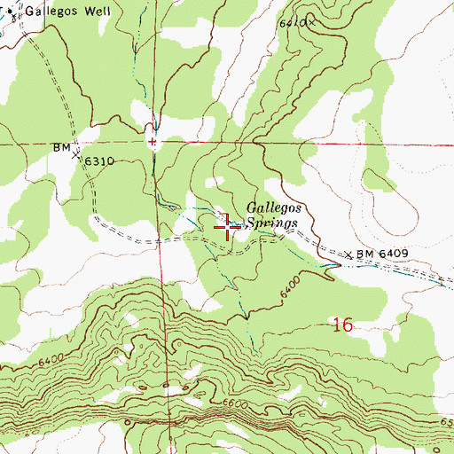Topographic Map of Gallegos Springs, AZ
