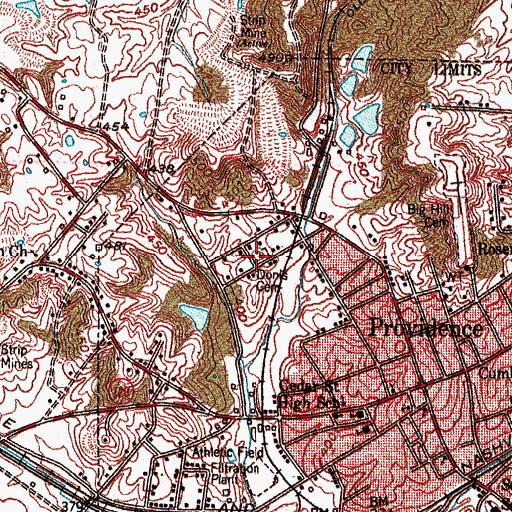 Topographic Map of Dorris Cemetery, KY