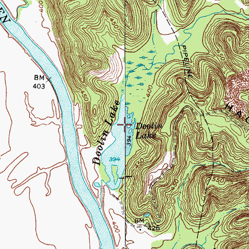 Topographic Map of Doolin Lake, KY