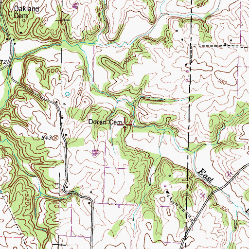 Topographic Map of Doran Cemetery, KY
