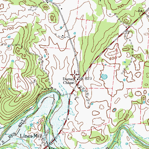 Topographic Map of Dorsey Chapel, KY