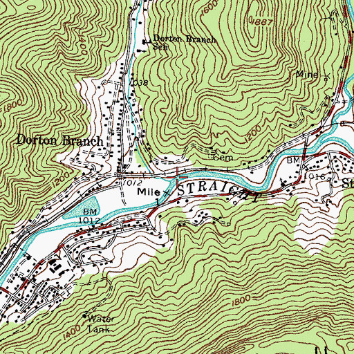 Topographic Map of Dorton Branch, KY