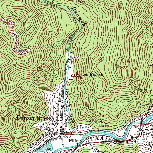 Topographic Map of Dorton Branch School, KY