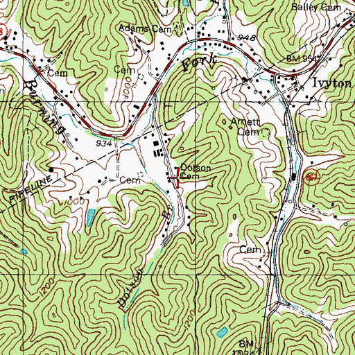 Topographic Map of Dotson Cemetery, KY