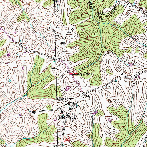 Topographic Map of Doty Cemetery, KY