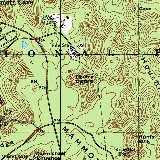 Topographic Map of Double Cellars, KY