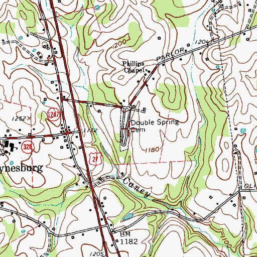 Topographic Map of Double Spring Cemetery, KY