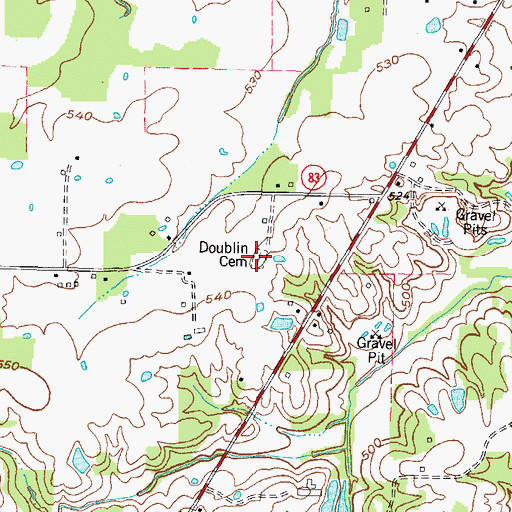 Topographic Map of Doublin Cemetery, KY