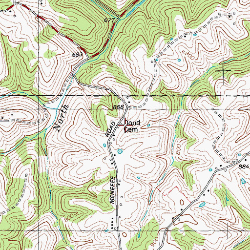 Topographic Map of Doud Cemetery, KY