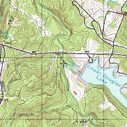 Topographic Map of Douglas Branch, KY
