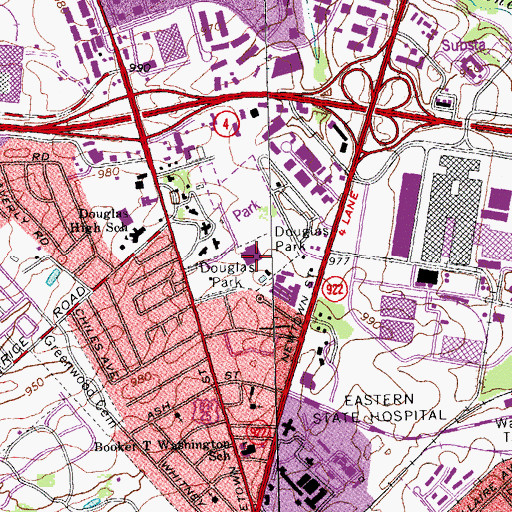 Topographic Map of Douglas Park, KY