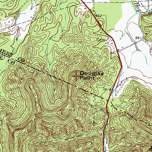 Topographic Map of Douglas Point, KY