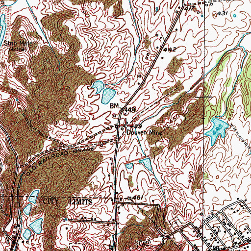 Topographic Map of Douven Mine, KY