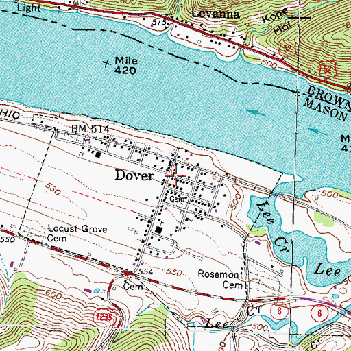 Topographic Map of Dover, KY