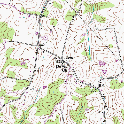 Topographic Map of Dover Missionary Baptist Church, KY