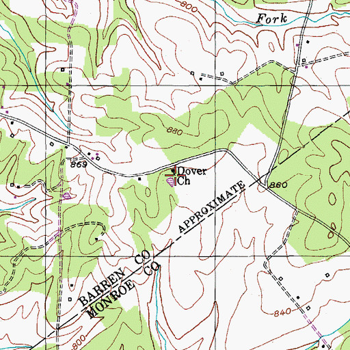 Topographic Map of Dover Church, KY