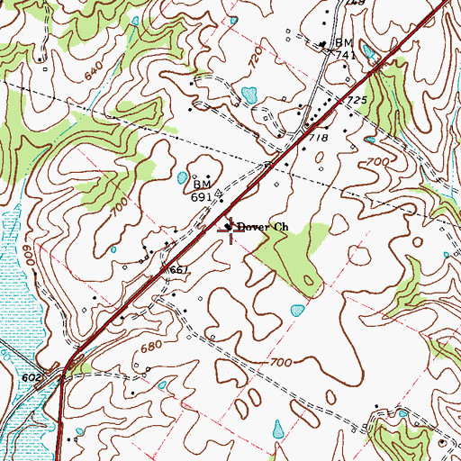 Topographic Map of Dover Church, KY