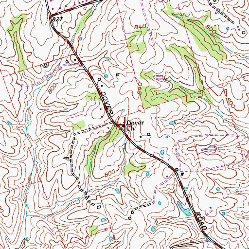 Topographic Map of Dover Baptist Church, KY