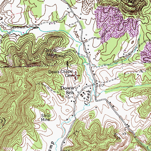 Topographic Map of Dowis Chapel, KY