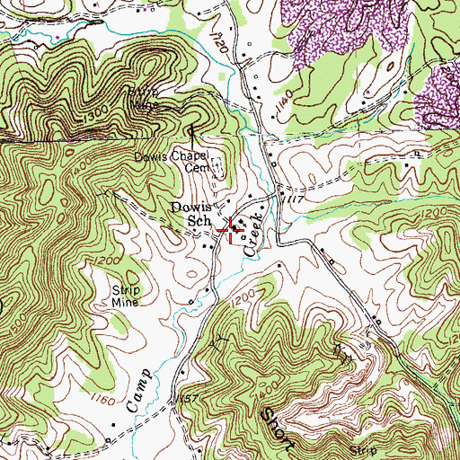 Topographic Map of Dowis School, KY