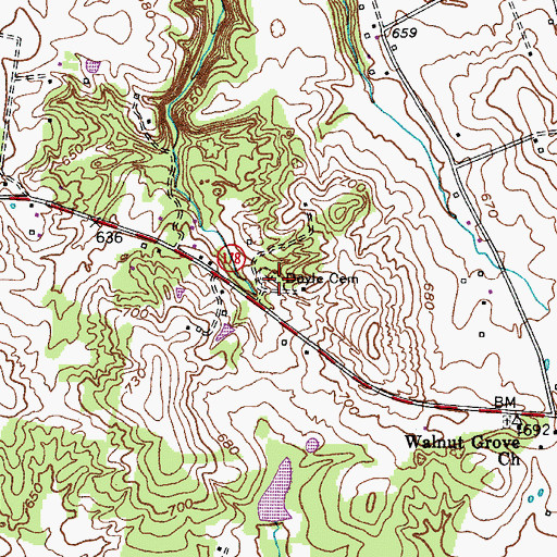Topographic Map of Doyle Cemetery, KY