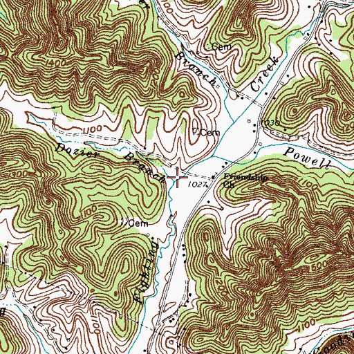 Topographic Map of Dozier Branch, KY