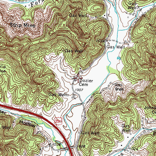 Topographic Map of Dozier Cemetery, KY