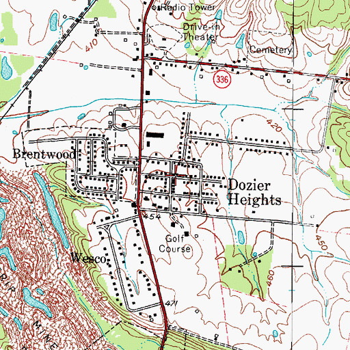 Topographic Map of Dozier Heights, KY