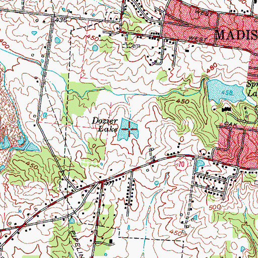 Topographic Map of Dozier Lake, KY