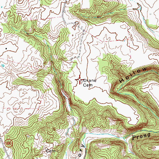 Topographic Map of Drane Cemetery, KY